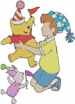 Winnie The Pooh - Christopher Robin Playing With Pooh Piglet Tigger Eeyore - Hundred Acre Wood Friends Group - Filled Embroidery Design - 5004