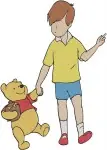 Winnie The Pooh - Christopher Robin Playing With Pooh Piglet Tigger Eeyore - Hundred Acre Wood Friends Group - Filled Embroidery Design - 5006