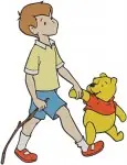 Winnie The Pooh - Christopher Robin Playing With Pooh Piglet Tigger Eeyore - Hundred Acre Wood Friends Group - Filled Embroidery Design - 5007