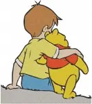 Winnie The Pooh - Christopher Robin Hugging Pooh Bear And Sharing Moments - Best Boy And Bear Friends - Filled Embroidery Design - 5009