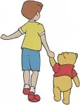 Winnie The Pooh - Christopher Robin Hugging Pooh Bear And Sharing Moments - Best Boy And Bear Friends - Filled Embroidery Design - 5010