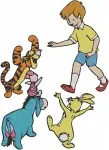 Winnie The Pooh - Christopher Robin Hugging Pooh Bear And Sharing Moments - Best Boy And Bear Friends - Filled Embroidery Design - 5011