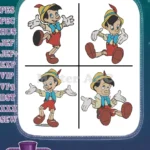 Pinocchio Wooden Puppet More Expressive Standing Sitting And Active Poses - Filled Embroidery Design - Instant Download