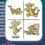 Winnie The Pooh - Tigger Hugging Pooh Bear And Sitting On Log Together - Best Friends Forever - Filled Embroidery Design - Instant Download