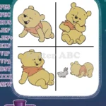 Winnie The Pooh Bear - Pooh Sitting Thoughtfully And With Rabbit Friend - Hundred Acre Wood Characters - Filled Embroidery Design - Instant Download