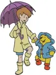 Winnie The Pooh - Christopher Robin With Pooh Balloon Eeyore Umbrella And Guitar - Playful Boy Adventures - Filled Embroidery Design - 5016