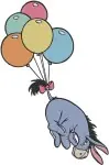 Winnie The Pooh - Eeyore The Sad Donkey With Colorful Balloons And Sleeping Peacefully - Gentle Giant - Filled Embroidery Design - 5021