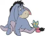 Winnie The Pooh - Eeyore Dancing Happily With Butterflies And Sitting Gently - Sweet Donkey Moments - Filled Embroidery Design - 5028