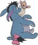 Winnie The Pooh - Eeyore Dancing Happily With Butterflies And Sitting Gently - Sweet Donkey Moments - Filled Embroidery Design - 5029