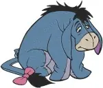 Winnie The Pooh - Eeyore With Flower Pot Hat And Eating Thistles - Pink Bow On Tail - Gloomy Donkey - Filled Embroidery Design - 5037