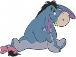 Winnie The Pooh - Eeyore The Sad Donkey - Various Sitting Poses With Pink Bow On Tail - Character Study - Filled Embroidery Design - 5040