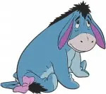 Winnie The Pooh - Eeyore Wrapped In Blue Blanket And With Butterflies Near Honey Pot - Cozy Donkey - Filled Embroidery Design - 5043
