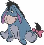 Winnie The Pooh - Eeyore Wrapped In Blue Blanket And With Butterflies Near Honey Pot - Cozy Donkey - Filled Embroidery Design - 5044