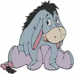 Winnie The Pooh - Eeyore Wrapped In Blue Blanket And With Butterflies Near Honey Pot - Cozy Donkey - Filled Embroidery Design - 5045