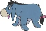 Winnie The Pooh - Eeyore Standing And Sitting Gloomily - Always With Pink Bow On Tail - Classic Character - Filled Embroidery Design - 5059