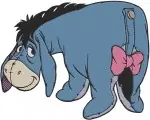 Winnie The Pooh - Eeyore Standing And Sitting Gloomily - Always With Pink Bow On Tail - Classic Character - Filled Embroidery Design - 5060