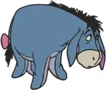 Winnie The Pooh - Eeyore Standing And Sitting Gloomily - Always With Pink Bow On Tail - Classic Character - Filled Embroidery Design - 5061