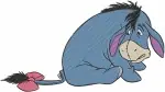 Winnie The Pooh - Eeyore Standing And Sitting Gloomily - Always With Pink Bow On Tail - Classic Character - Filled Embroidery Design - 5062