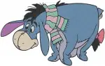 Winnie The Pooh - Eeyore With Pink Bow On Tail - Scarf And Hat Winter Wear - Classic Donkey Character - Filled Embroidery Design - 5072