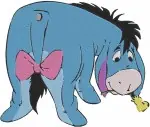 Winnie The Pooh - Eeyore With Pink Bow On Tail - Scarf And Hat Winter Wear - Classic Donkey Character - Filled Embroidery Design - 5073