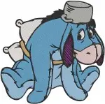 Winnie The Pooh - Eeyore With Pink Bow On Tail - Scarf And Hat Winter Wear - Classic Donkey Character - Filled Embroidery Design - 5074