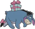 Winnie The Pooh - Eeyore Sitting With Present And Eating Thistles With Honey Pot - Donkey Life - Filled Embroidery Design - 5084