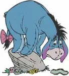 Winnie The Pooh - Eeyore Sitting With Present And Eating Thistles With Honey Pot - Donkey Life - Filled Embroidery Design - 5085