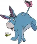 Winnie The Pooh - Eeyore Dancing With Flower And Red Scarf - Building His Stick House - Cute Donkey - Filled Embroidery Design - 5087