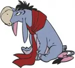 Winnie The Pooh - Eeyore Dancing With Flower And Red Scarf - Building His Stick House - Cute Donkey - Filled Embroidery Design - 5088
