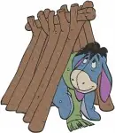 Winnie The Pooh - Eeyore Dancing With Flower And Red Scarf - Building His Stick House - Cute Donkey - Filled Embroidery Design - 5089
