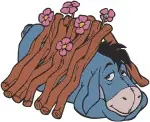 Winnie The Pooh - Eeyore Dancing With Flower And Red Scarf - Building His Stick House - Cute Donkey - Filled Embroidery Design - 5090