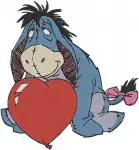 Winnie The Pooh - Eeyore Sad Detached Tail - Holding Red He And With Angel Wings - Emotional Donkey - Filled Embroidery Design - 5096