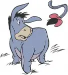 Winnie The Pooh - Eeyore Sad Detached Tail - Holding Red He And With Angel Wings - Emotional Donkey - Filled Embroidery Design - 5097