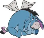 Winnie The Pooh - Eeyore Sad Detached Tail - Holding Red He And With Angel Wings - Emotional Donkey - Filled Embroidery Design - 5098