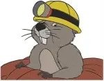 Disney Winnie Pooh Gopher With Miner Hat In Hole Whistling Expressive Collection - Filled Embroidery Design - 5107
