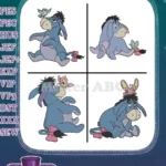 Winnie The Pooh - Eeyore Dancing Happily With Butterflies And Sitting Gently - Sweet Donkey Moments - Filled Embroidery Design - Instant Download