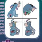 Winnie The Pooh - Eeyore With Pink Bow On Tail And Pretty Flowers - Sleeping Calmly - Hundred Acre Wood - Filled Embroidery Design - Instant Download