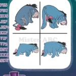 Winnie The Pooh - Eeyore The Classic Gloomy Donkey - Multiple Poses With Pink Bow On Tail - Hundred Acre Wood - Filled Embroidery Design - Instant Download