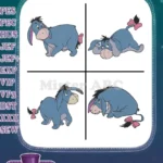 Winnie The Pooh - Eeyore Walking And Lying Down - Assorted Poses With His Signature Pink Bow - Donkey Life - Filled Embroidery Design - Instant Download