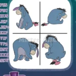 Winnie The Pooh - Eeyore The Melancholy Donkey - Various Sitting And Lying Down Sad Poses - Hundred Acre Wood - Filled Embroidery Design - Instant Download