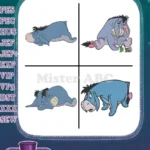 Winnie The Pooh - Eeyore The Gloomy Donkey - Sad Poses And With Butterfly - Hundred Acre Wood - Filled Embroidery Design - Instant Download
