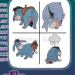 Winnie The Pooh - Eeyore With Birdhouse On Head And Under Rain Cloud - Melancholy Donkey Moments - Filled Embroidery Design - Instant Download