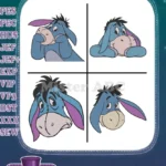 Winnie The Pooh - Eeyore Thinking Deeply - Expressive Donkey Face Close Ups - Hundred Acre Wood Friend - Filled Embroidery Design - Instant Download