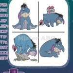 Winnie The Pooh - Eeyore Sitting With Present And Eating Thistles With Honey Pot - Donkey Life - Filled Embroidery Design - Instant Download