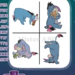 Winnie The Pooh - Eeyore With Honey Pot And Piglet - Eating Thistles With Butterfly - Hundred Acre Wood Life - Filled Embroidery Design - Instant Download