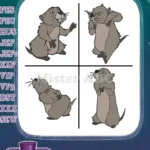 Disney Winnie Pooh Gopher Character Various Poses Looking Up Pointing Set - Filled Embroidery Design - Instant Download