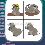 Disney Winnie Pooh Gopher With Miner Hat In Hole Whistling Expressive Collection - Filled Embroidery Design - Instant Download