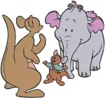 Disney Winnie Pooh Lumpy Heffalump Playing With Roo Kanga Rabbit Chess Game Set - Filled Embroidery Design - 5131