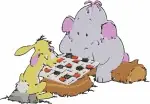 Disney Winnie Pooh Lumpy Heffalump Playing With Roo Kanga Rabbit Chess Game Set - Filled Embroidery Design - 5132