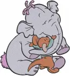 Disney Winnie Pooh Lumpy Heffalump Playing With Roo Kangaroo Mud Bath Fun Collection - Filled Embroidery Design - 5135